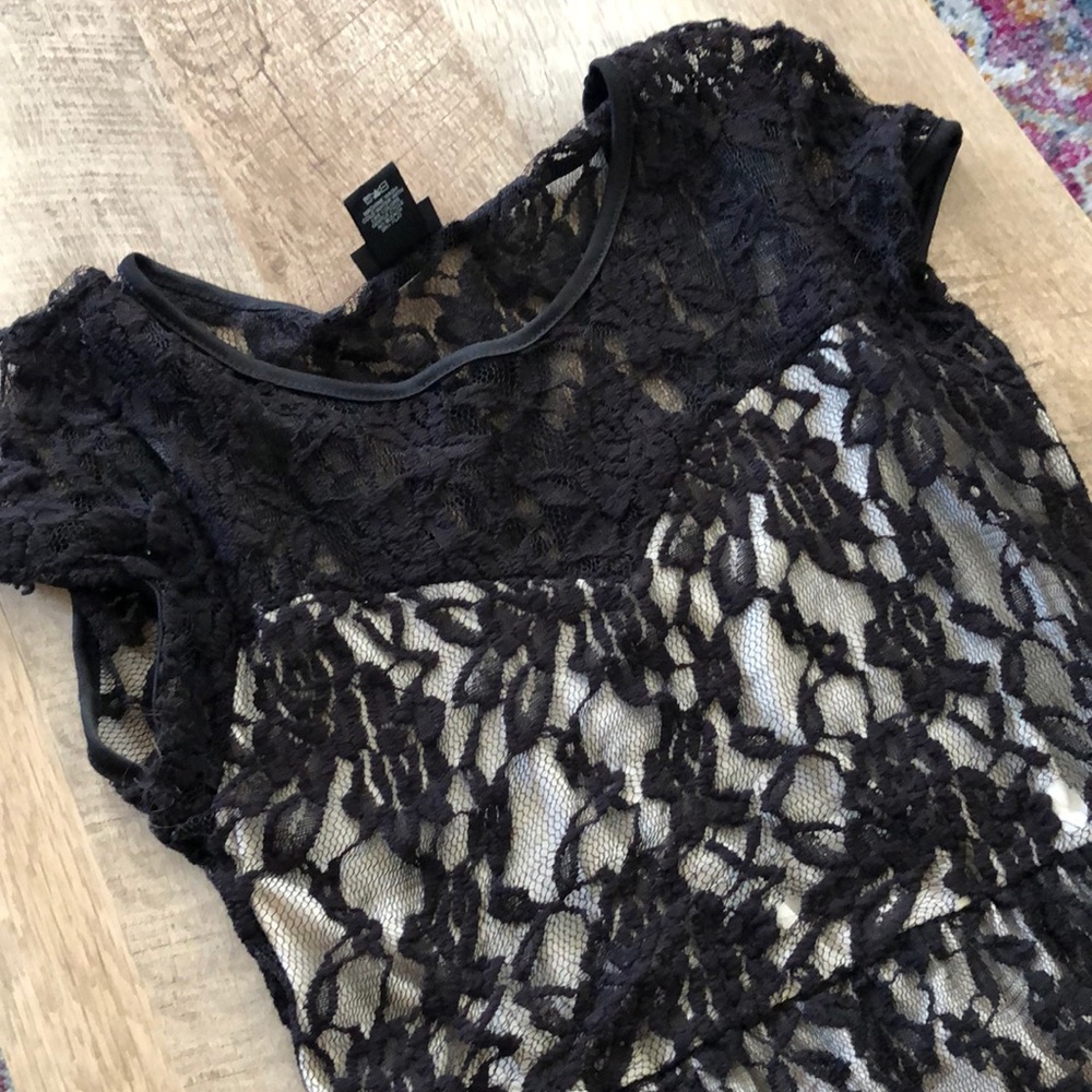 Black lace dress with nude lining